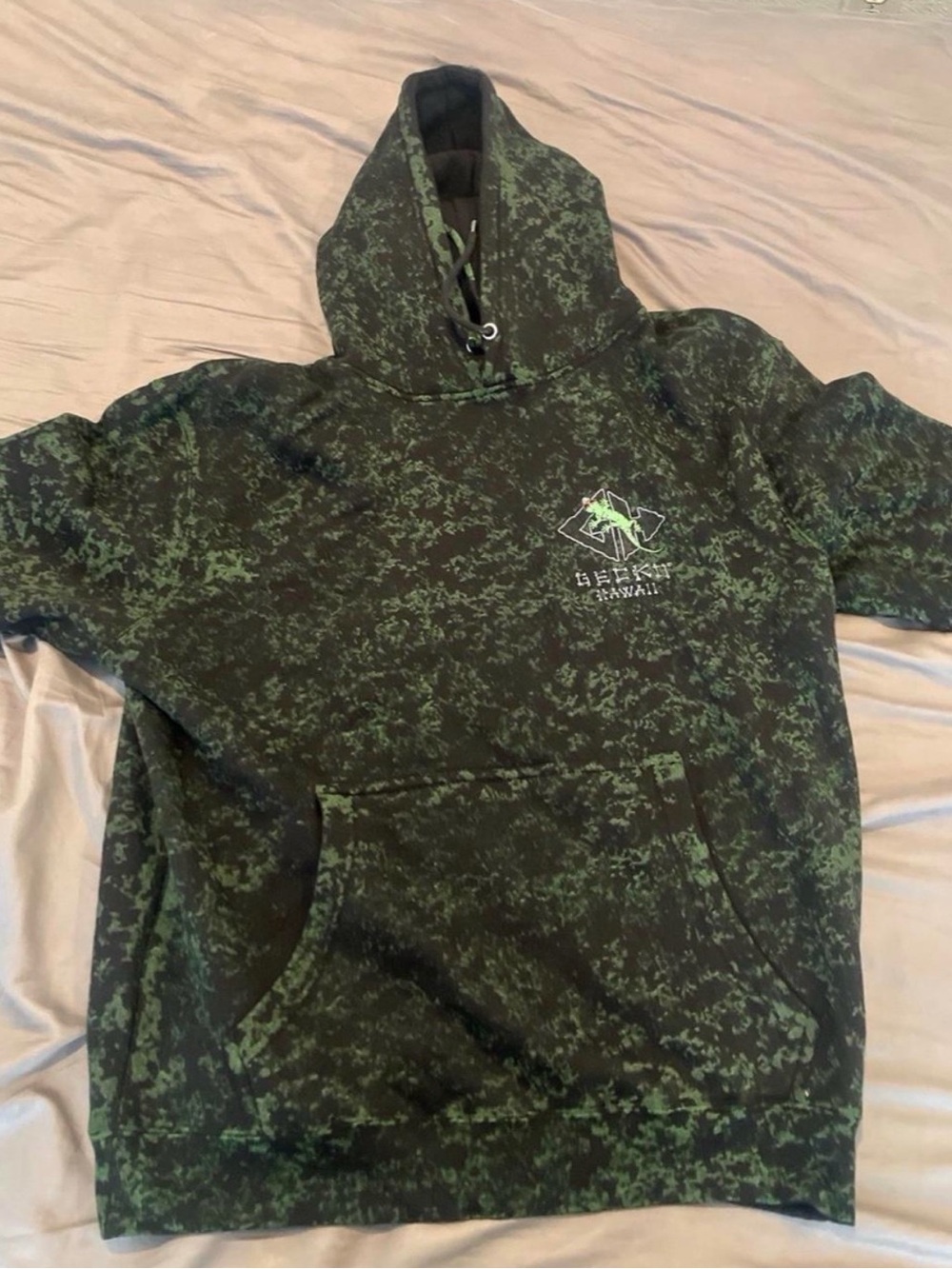 Gecko Hawaii Mens Green Speckle Glow in the Dark Hoodie Sweatshirt